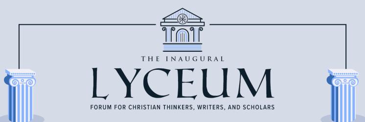 Lyceum forum for christian thinkers, writers, and scholars navy blue logo